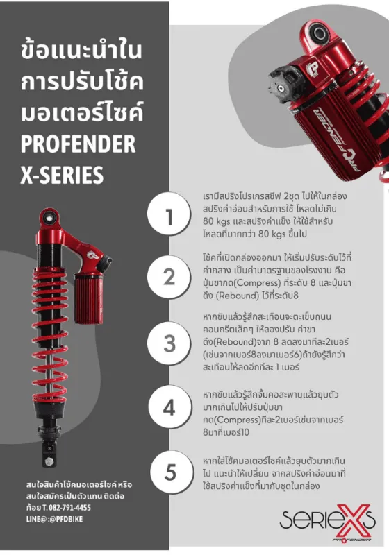 ข้อแนะนำในการปรับโช๊คมอเตอร์ไซต์ PROFENDER X-SERIES
