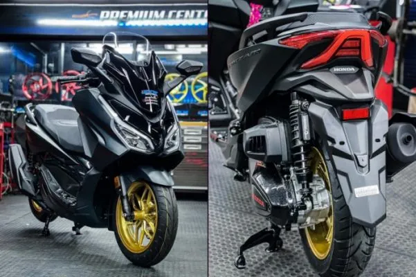 รถมอเตอร์ไซค์ในอู่กับโช๊คอัพ Profender